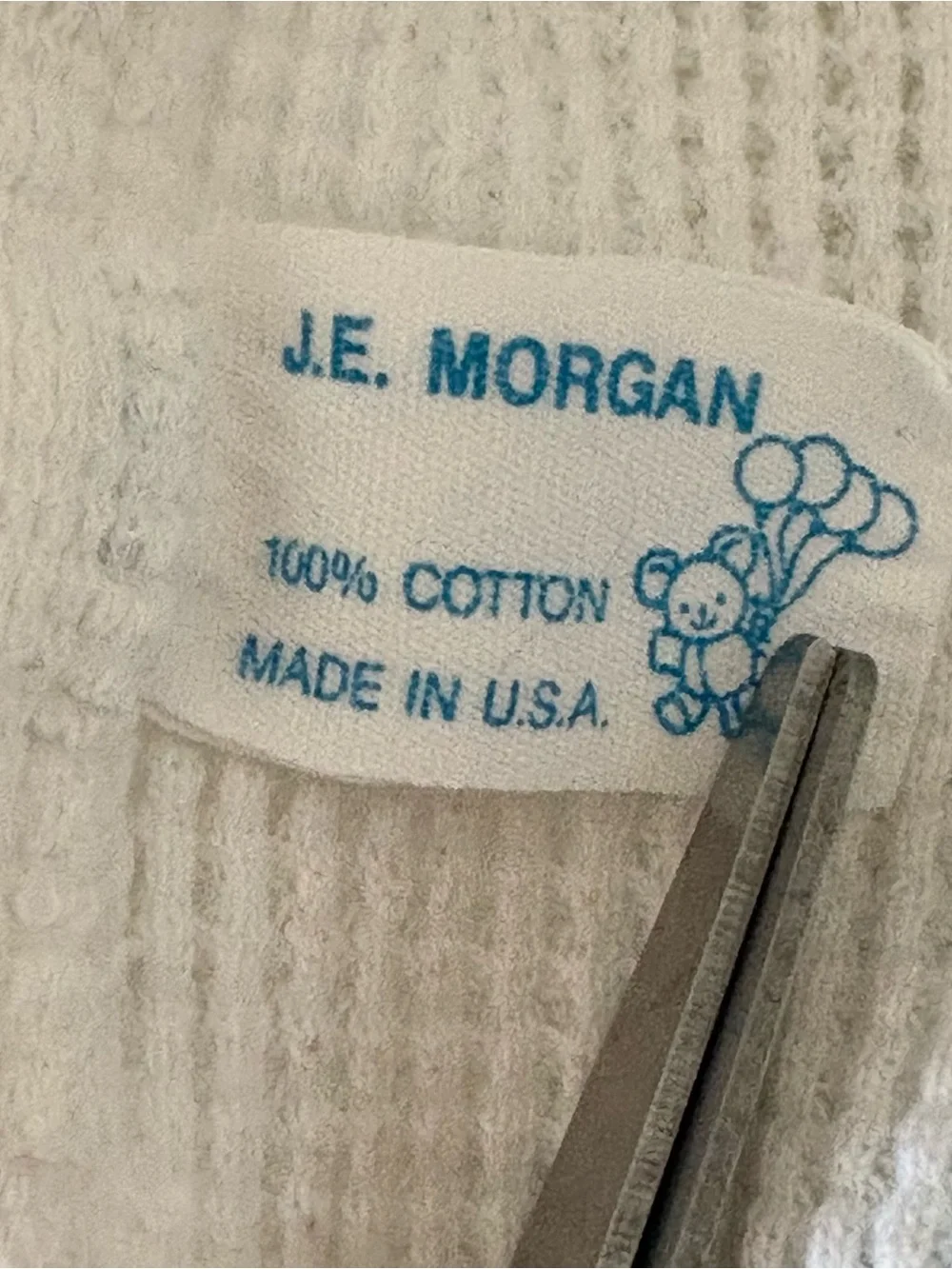 VTG J.E. Morgan Baby Blanket Balloon Waffle Weave Knit Receiving Cotton Pastel